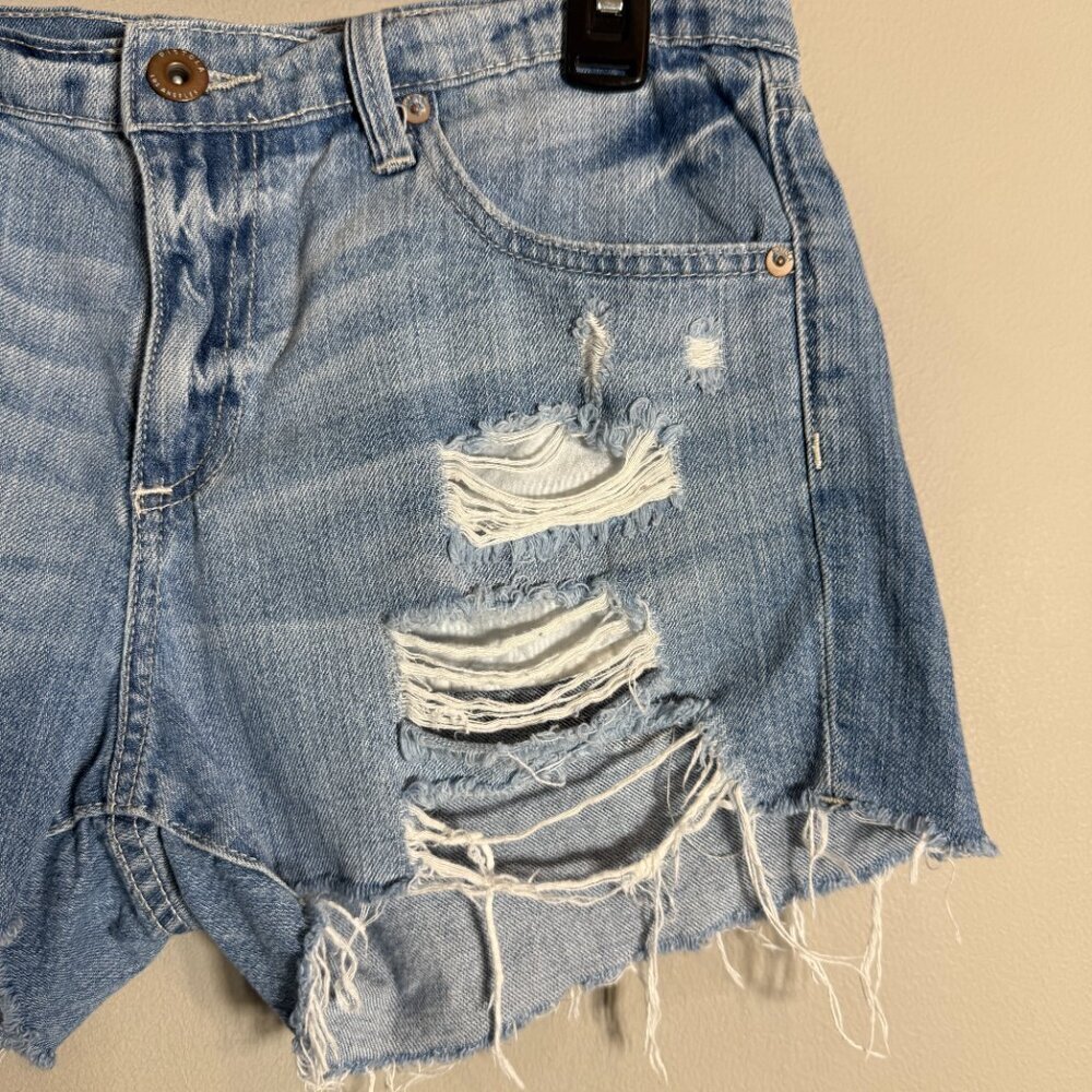 Pistola Distressed Cut Off Denim Jean Shorts Womens 27 Asher Blue Mid Rise Rigid - Picture 7 of 13